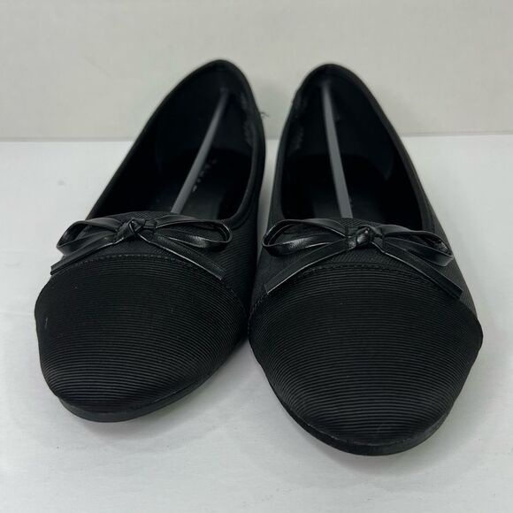 New! Tahari Geneva Black Vegan Textile Slip On Ballet Women Flats Various Size - Picture 3 of 10